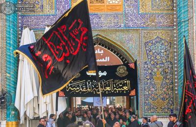 موكب منتسبي العتبة العلوية المقدسة يحيون ذكرى شهادة الامام محمد الباقر ومسلم بن عقيل عليهما السلام