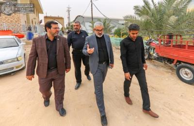 الأمين العام للعتبة العلوية المقدسة يتفقد مواقع خدمة الزائرين التابعة للعتبة في طريق (يا حسين) 
