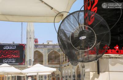 بالتزامن مع ارتفاع درجات الحرارة.. جهود مضاعفة تبذلها شعبة مراوح الرذاذ خدمة للزائرين 