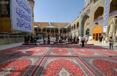 مع قرب حلول عيد الغدير الأغر .. فرش الصحن الشريف بـ520 سجادة مميزة  