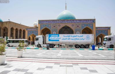 العتبة العلويّة المقدّسة ترسل موكب ضيافة خاص لخدمة حجّاج بيت الله الحرام العائدين برًا