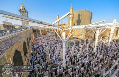 جموع الزائرين المليونية تتوافد على الحرم العلوي الطاهر في عيد الفطر المبارك وكوادر العتبة العلوية المقدسة تستنفر جهودها لتقديم الخدمات لهم 