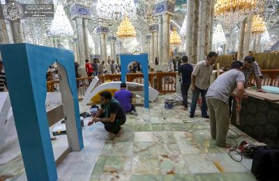 بالصور .. تظافر جهود المهندسين والفنيين في العتبة العلوية لانجاز منصة المحفل القرآني لشهر رمضان المبارك في موعدها المحدد
