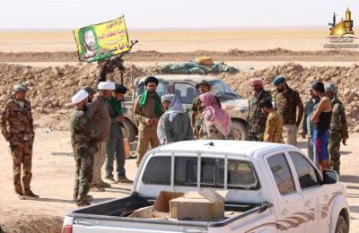مبلغو لجنة الإرشاد ينقلون سلام المرجعية والدعم اللوجستي إلى المقاتلين المرابطين بين ناحية تل عبطة وقضاء الحضر غربي الموصل