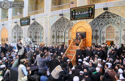 موكب طلبة الحوزة العلمية يحيون ذكرى شهادة الزهراء (عليها السلام) في رحاب مرقد الإمام علي (عليه السلام)