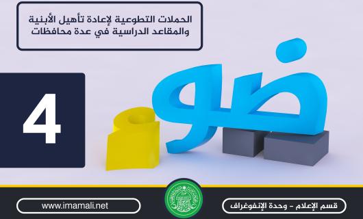 ضوء : الحملات التطوعية لإعادة تأهيل الأبنية والمقاعد الدراسية في عدة محافظات