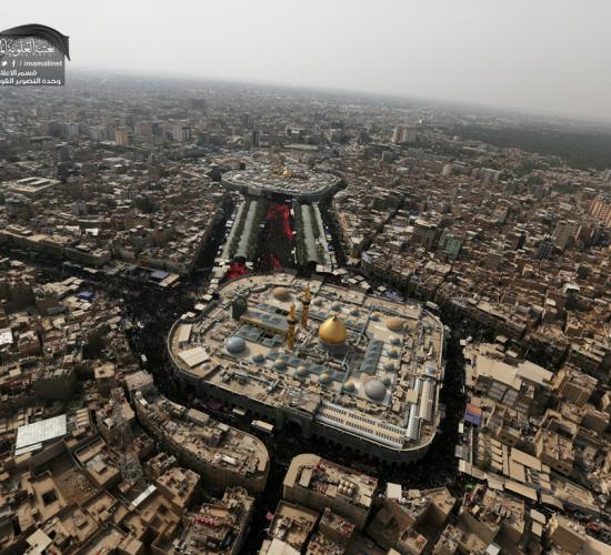 تقرير مصور : اجواء زياره العاشر من المحرم ومراسيم ركضة طويريج من الجو في كربلاء المقدسة