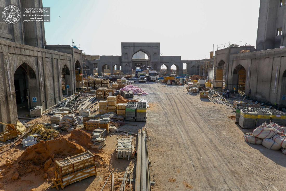 استمرار اعمال البناء والانشاءات في صحن فاطمة (عليها السلام ) ضمن الخطط والتوقيتات الزمنية | 