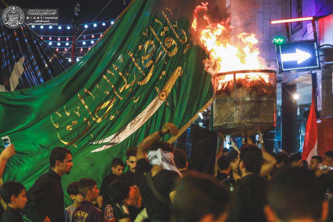 اجواء الحزن ومواكب العزاء الحسيني القريبة من الصحن الحيدري الشريف | 