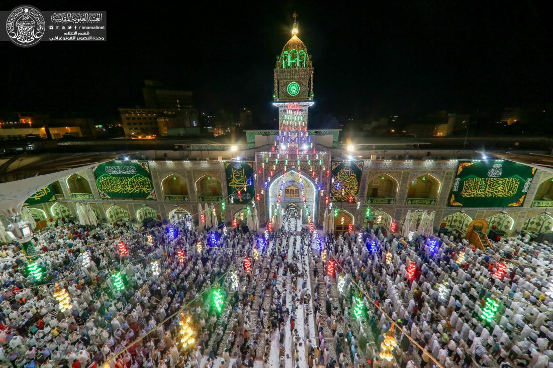 صلاة الجماعة في ليلة عيد الغدير الأغر مع حشود الملبين لنداء الولاء العلوي | 