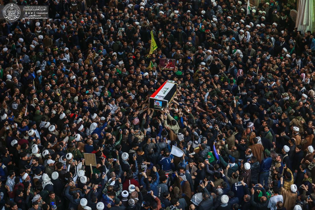 التشييع المهيب لشهداء معارك الانتصار على الإرهابيين الدواعش في الصحن الحيدري الشريف . | 