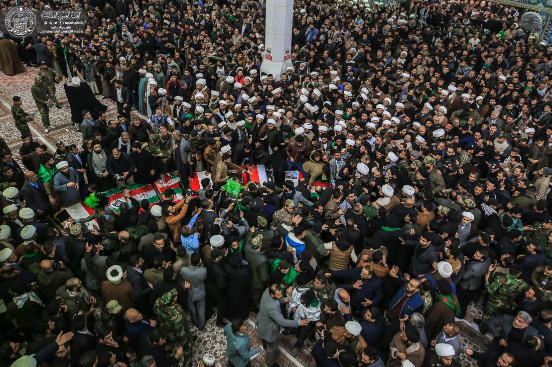 التشييع المهيب لشهداء معارك الانتصار على الإرهابيين الدواعش في الصحن الحيدري الشريف . | 