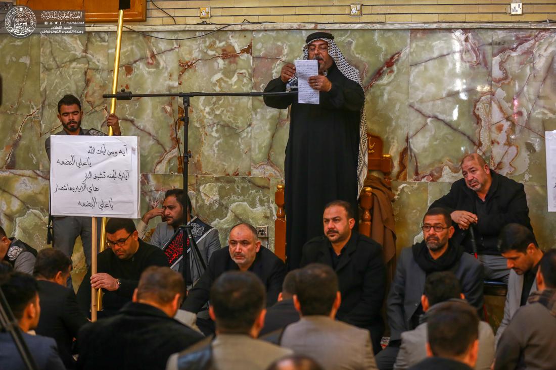 موكب منتسبي العتبة العلوية المقدسة يحيي ذكرى شهادة السيدة فاطمة الزهراء (عليها السلام ) بروايتها الثانية بعد أداء الزيارة الصباحية. | 