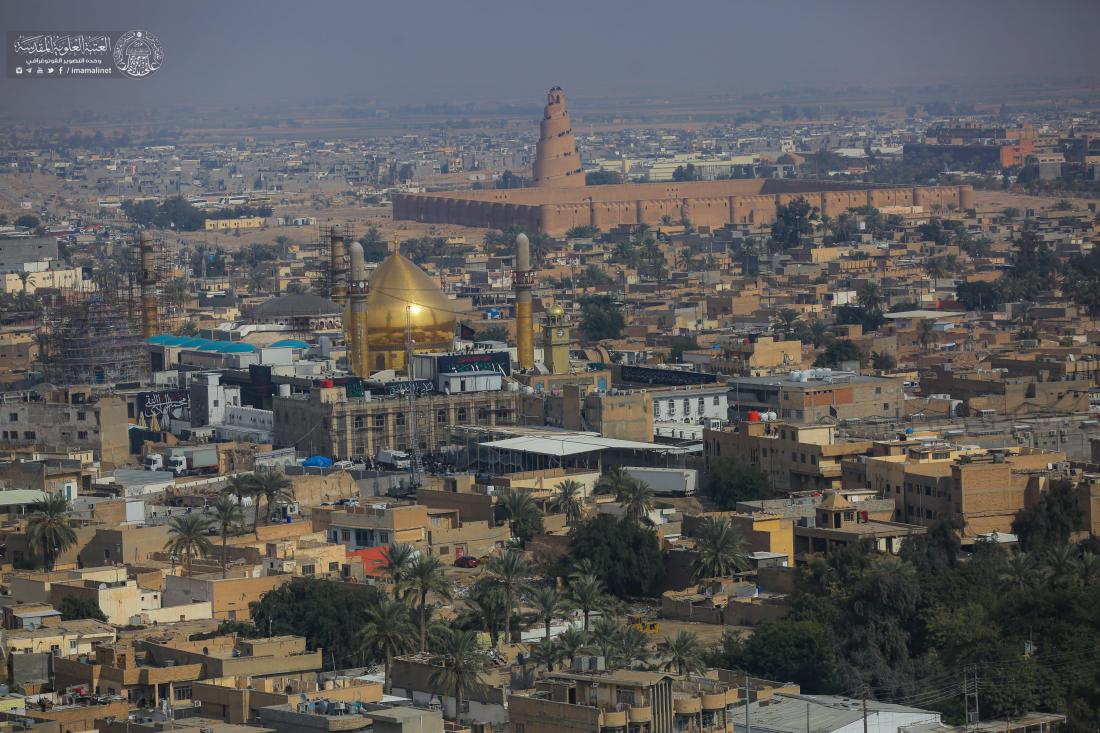 من الجو .. أجواء الزيارة في أرجاء حرم الإمامين العسكريين (عليهما السلام) في ذكرى شهادة الإمام علي الهادي (صلوات الله وسلامه عليه) | 