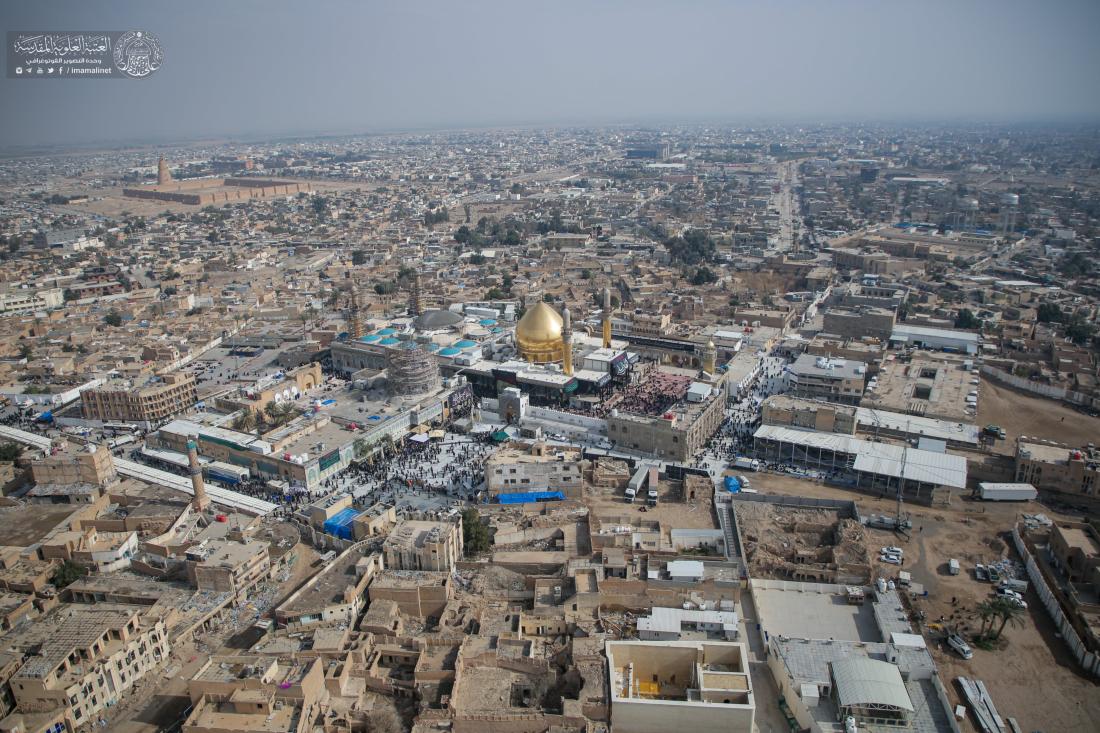 من الجو .. أجواء الزيارة في أرجاء حرم الإمامين العسكريين (عليهما السلام) في ذكرى شهادة الإمام علي الهادي (صلوات الله وسلامه عليه) | 