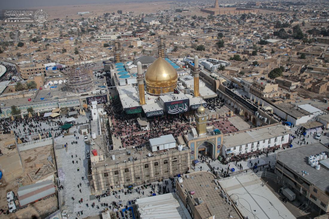 من الجو .. أجواء الزيارة في أرجاء حرم الإمامين العسكريين (عليهما السلام) في ذكرى شهادة الإمام علي الهادي (صلوات الله وسلامه عليه) | 