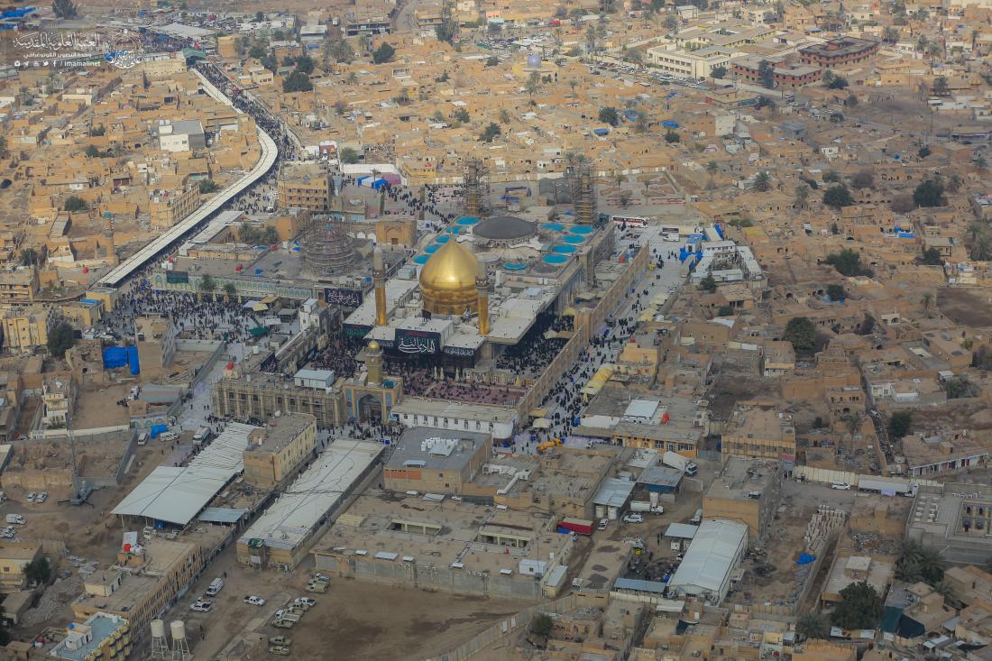 من الجو .. أجواء الزيارة في أرجاء حرم الإمامين العسكريين (عليهما السلام) في ذكرى شهادة الإمام علي الهادي (صلوات الله وسلامه عليه) | 