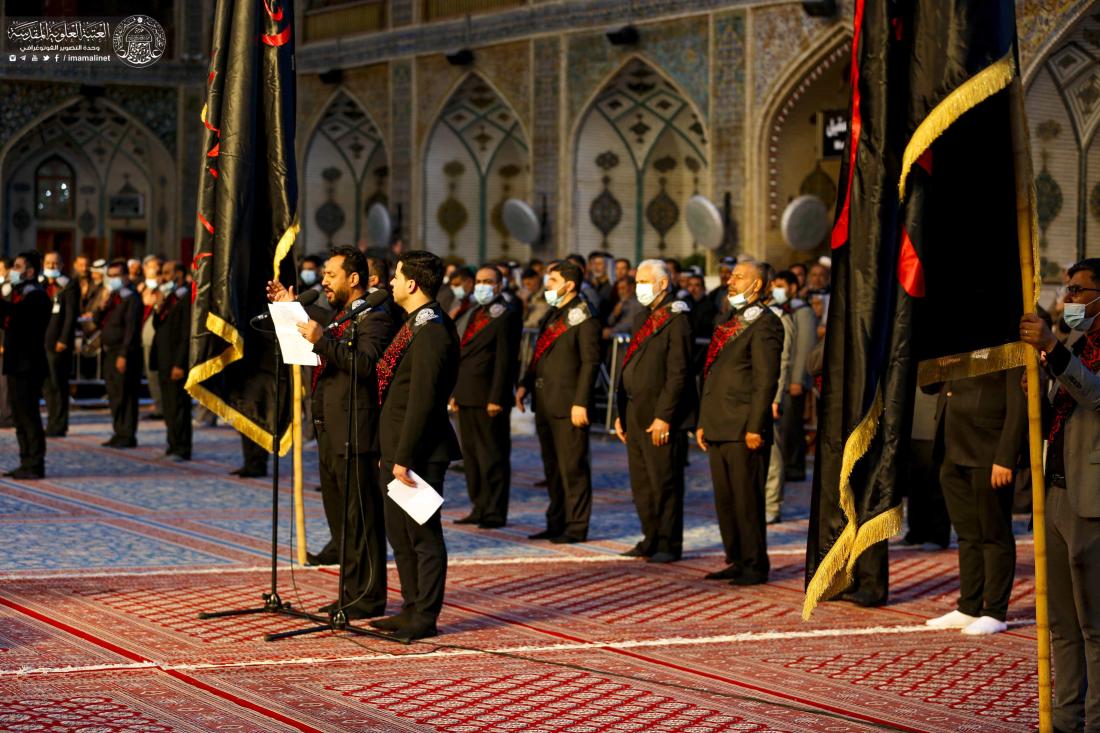 منتسبو العتبة العلوية المقدسة يحيون شهادة الإمام الكاظم(عليه السلام) خلال مراسم الزيارة الصباحية | 