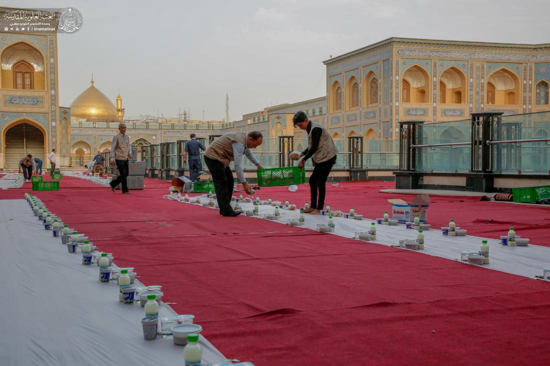 قسم مضيف الزائرين يستضيف زائري المولى أمير المؤمنين (عليه السلام) في سفرة رمضانية ثانية وسط أرجائه المباركة في صحن السيدة فاطمة الزهراء (عليها السلام) | 