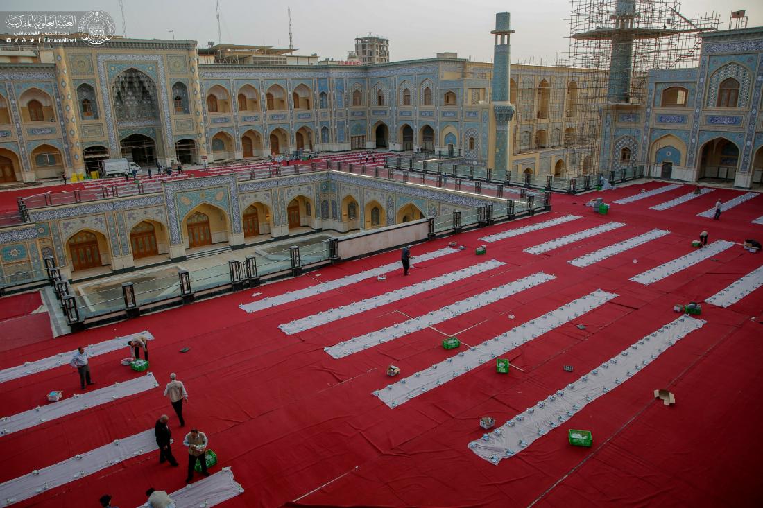 قسم مضيف الزائرين يستضيف زائري المولى أمير المؤمنين (عليه السلام) في سفرة رمضانية ثانية وسط أرجائه المباركة في صحن السيدة فاطمة الزهراء (عليها السلام) | 