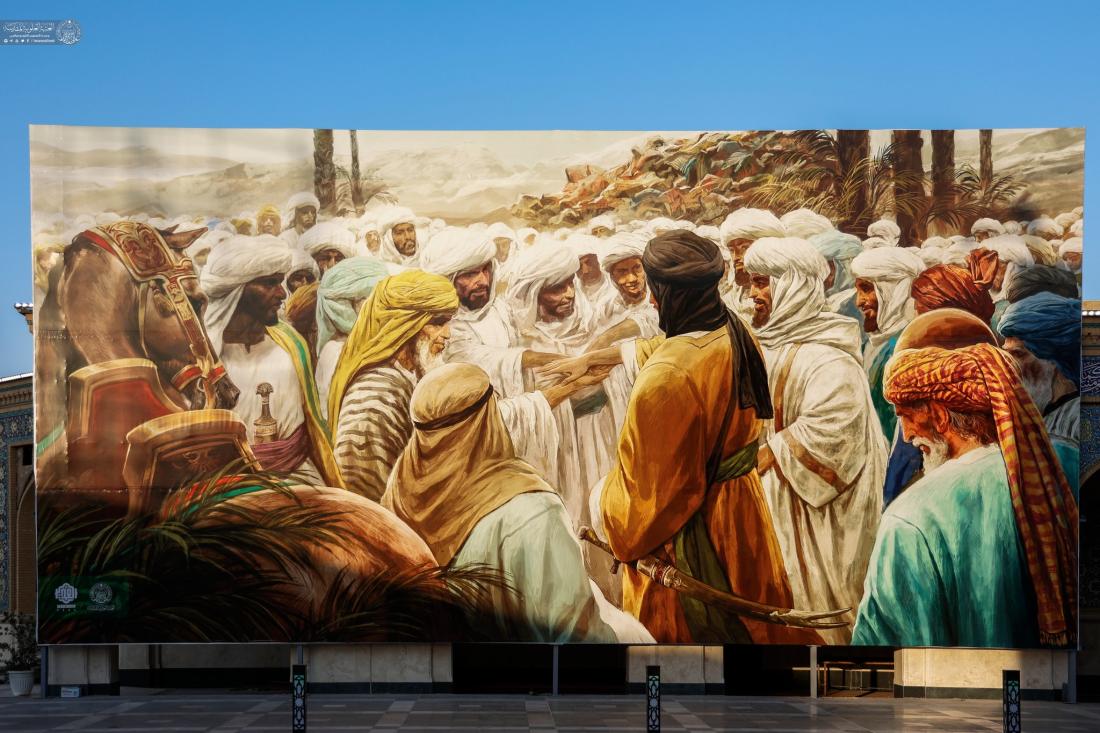 رفع لوحات فنية تعبِّر عن يوم بيعة الغدير وولاية الإمام أمير المؤمنين (عليه السلام)  ابتهاجًا بعيد الغدير الأغر | 