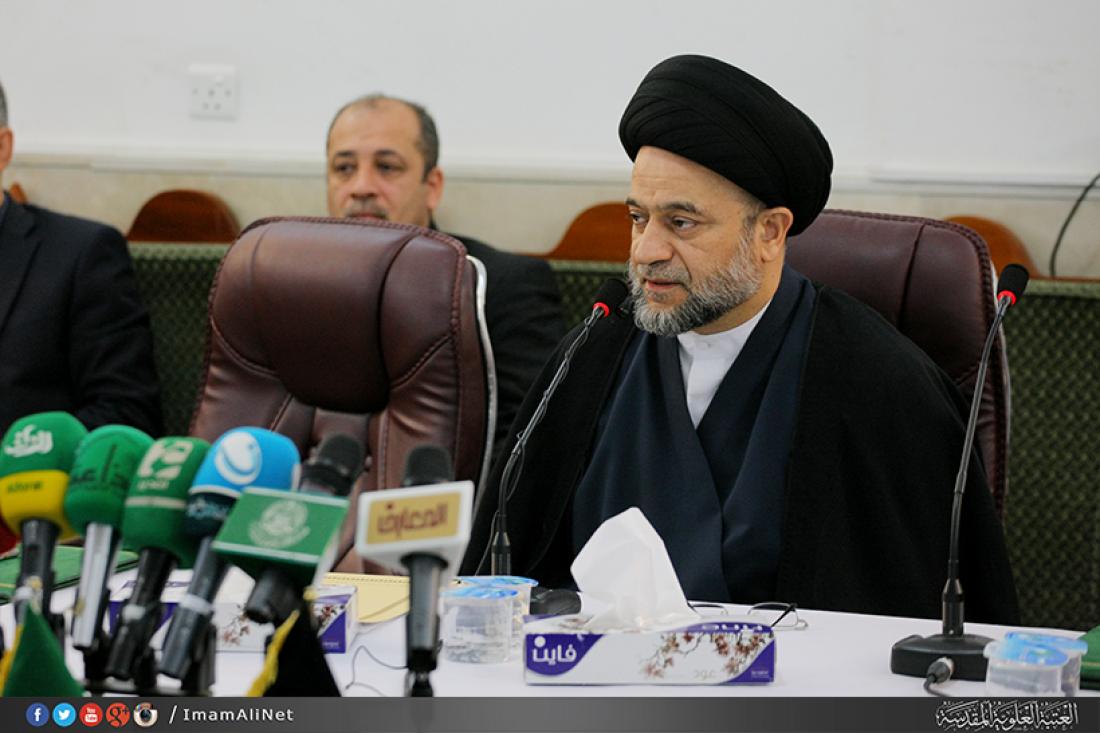 تقرير مصور : مراسيم تغير امانة العتبة العلوية المقدسة من سماحة الشيخ ضياء زين الدين الى سماحة السيد نزار هاشم حبل المتين  | 