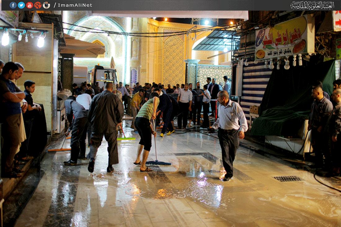 تقرير مصور : انطلاق عملية تنضيف من قبل العتبة العلوية المقدسة للمدينه القديمة المحيطة بمرقد امير المؤمنين سلام الله عليه  | 