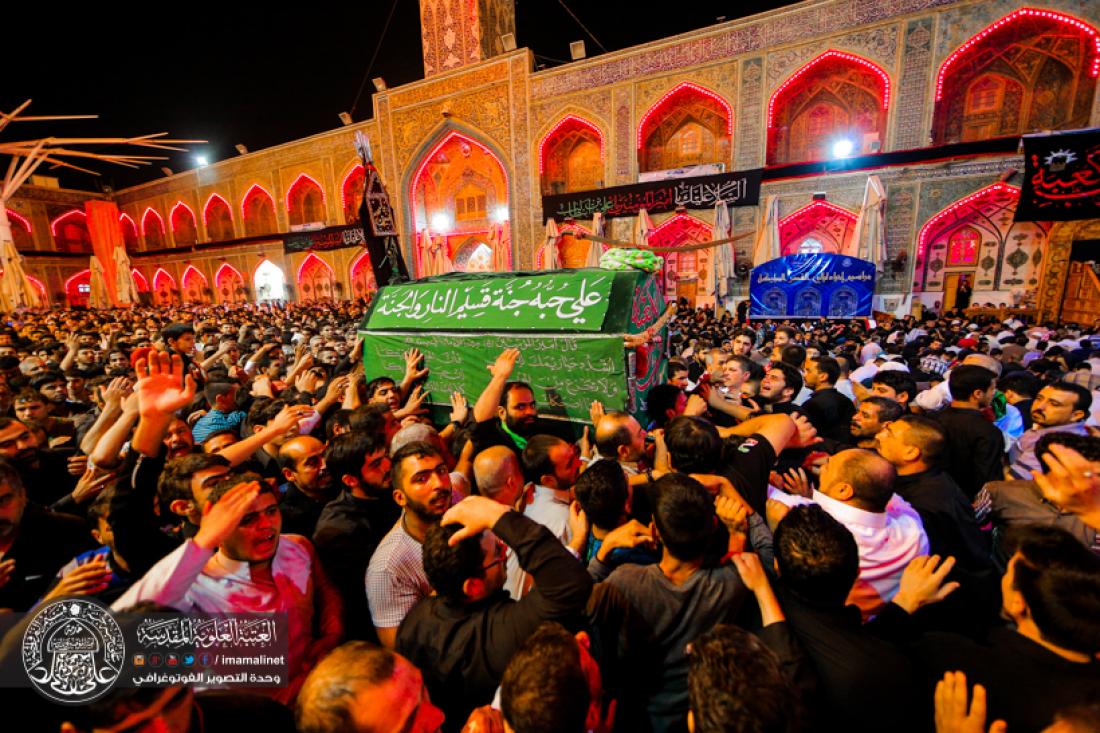 تقرير مصور : مراسيم التشيع الرمزي للمولى امير المؤمنين سلام الله عليه في العتبة العلوية المطهرة | 