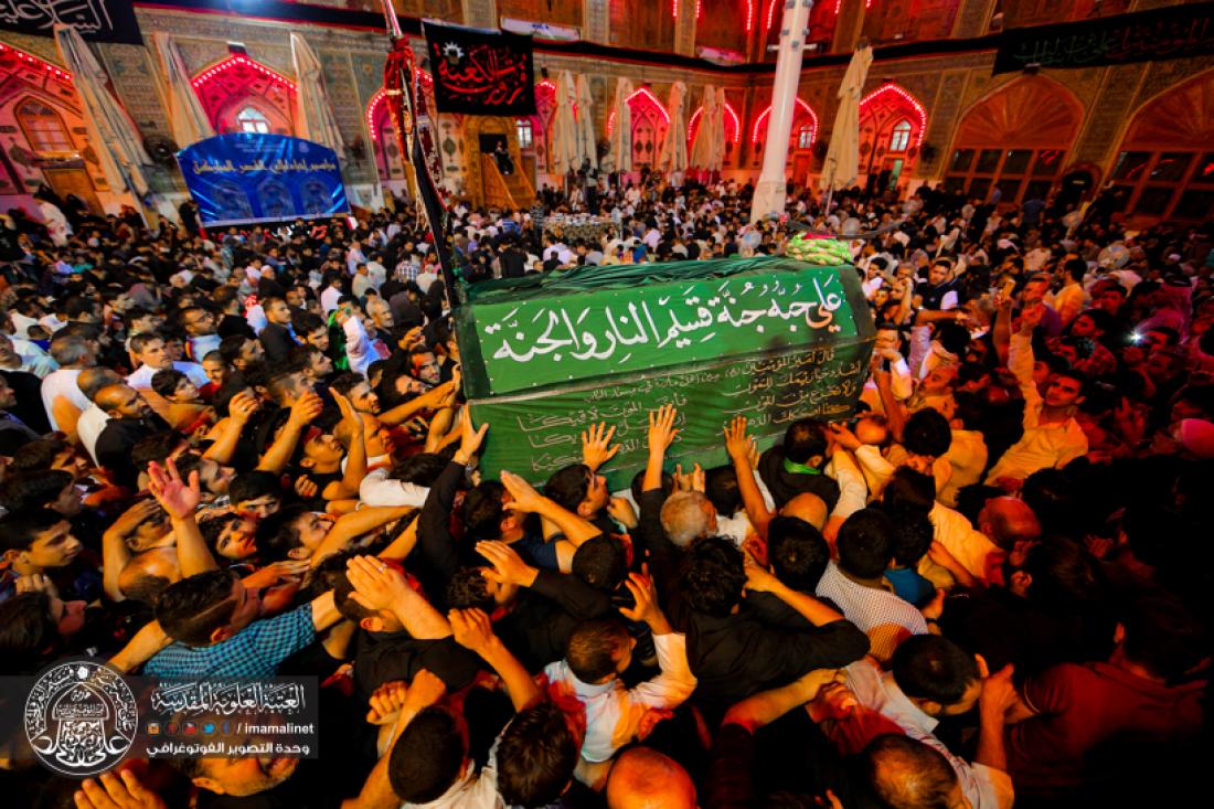 تقرير مصور : مراسيم التشيع الرمزي للمولى امير المؤمنين سلام الله عليه في العتبة العلوية المطهرة | 