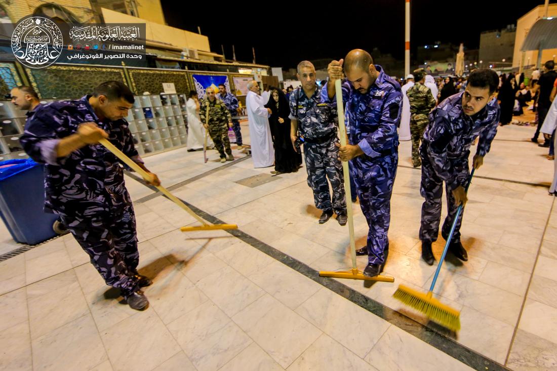 تقرير مصور : الامانة العامة للعتبة العلوية المقدسة تقوم بحملة تنظيف في شوارع المدينة القديمة بقرب الحرم الطاهر  | 
