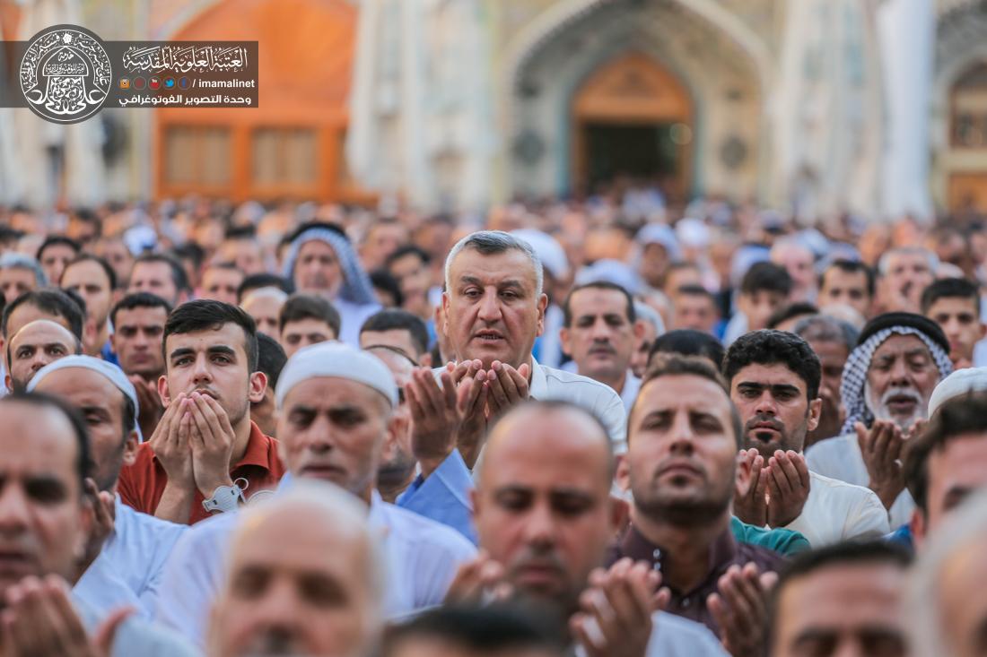 تقرير مصور : الامين العام للعتبة العلوية السيد نزار حبل المتين يقيم صلاة عيد الفطر المبارك  في العتبة العلوية المقدسة  | 