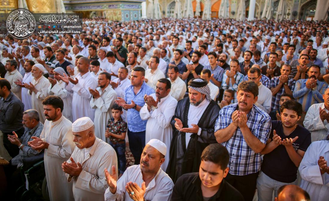 تقرير مصور : الامين العام للعتبة العلوية السيد نزار حبل المتين يقيم صلاة عيد الفطر المبارك  في العتبة العلوية المقدسة  | 
