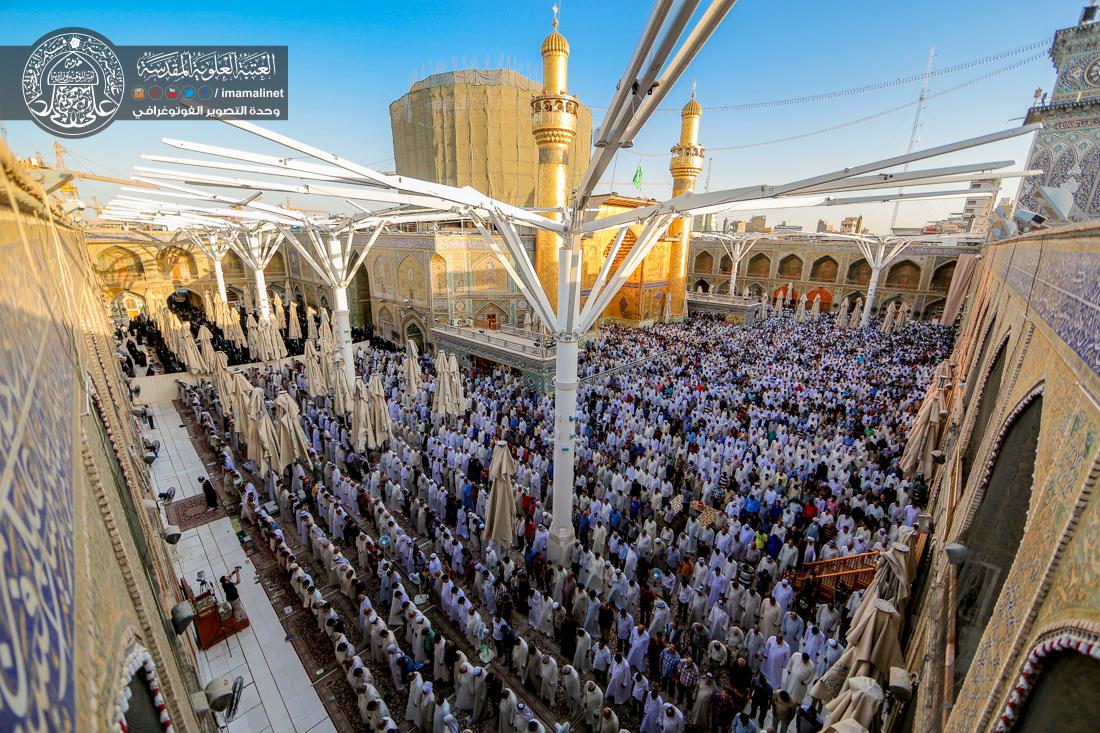 تقرير مصور : الامين العام للعتبة العلوية السيد نزار حبل المتين يقيم صلاة عيد الفطر المبارك  في العتبة العلوية المقدسة  | 