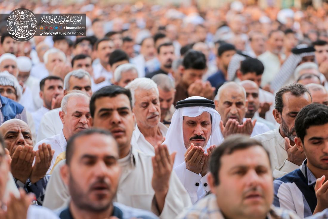 تقرير مصور : الامين العام للعتبة العلوية السيد نزار حبل المتين يقيم صلاة عيد الفطر المبارك  في العتبة العلوية المقدسة  | 