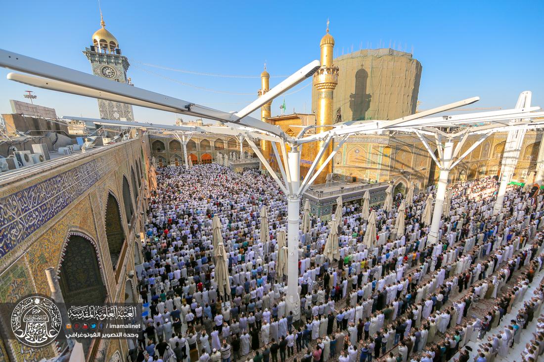تقرير مصور : الامين العام للعتبة العلوية السيد نزار حبل المتين يقيم صلاة عيد الفطر المبارك  في العتبة العلوية المقدسة  | 