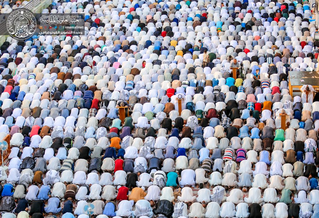 تقرير مصور : الامين العام للعتبة العلوية السيد نزار حبل المتين يقيم صلاة عيد الفطر المبارك  في العتبة العلوية المقدسة  | 