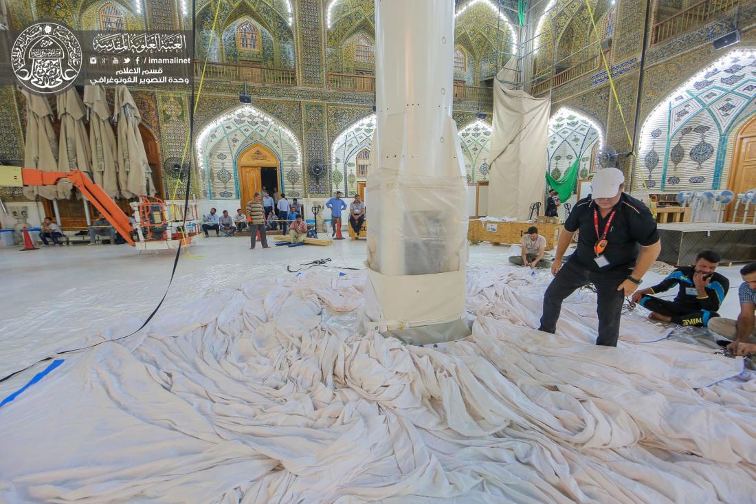 تقرير مصور : العمل مستمر في اكمال المضلات الداخلية للمرقد المطهر  في العتبة العلوية المقدسة  | 