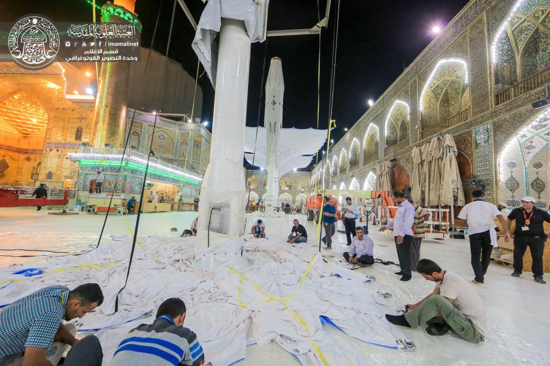 تقرير مصور : العمل مستمر في اكمال المضلات الداخلية للمرقد المطهر  في العتبة العلوية المقدسة  | 