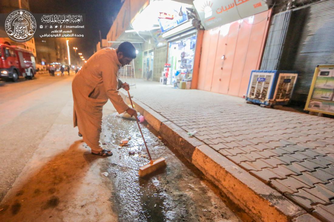 تقرير مصور : الامانة العامة للعتبة العلوية المقدسة تقوم بحملة تنظيف شارع السور في المدينة القديمة  | 