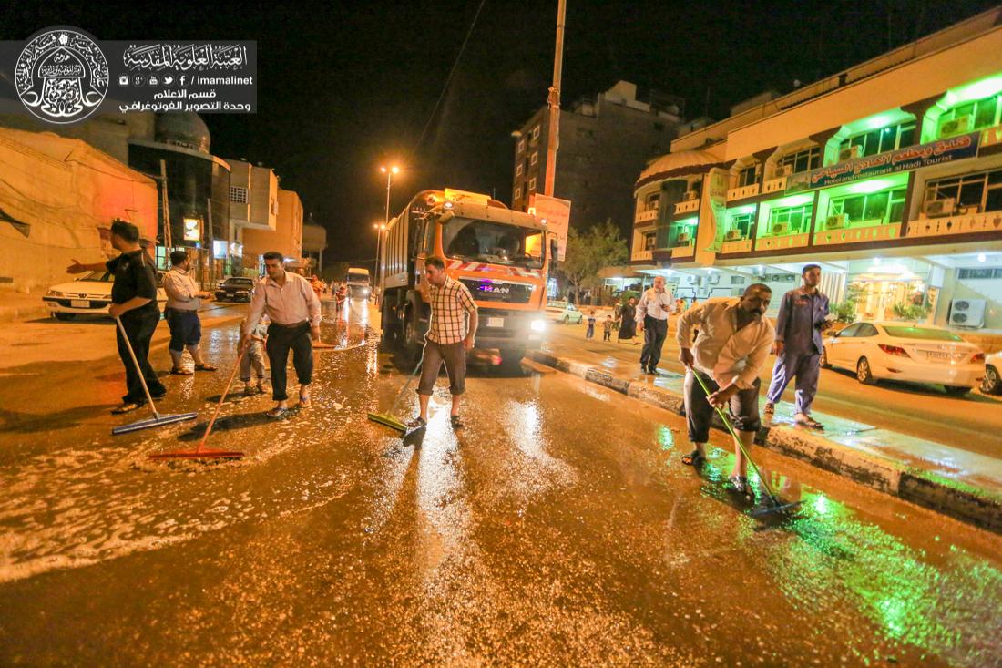 تقرير مصور : الامانة العامة للعتبة العلوية المقدسة تقوم بحملة تنظيف شارع السور في المدينة القديمة  | 