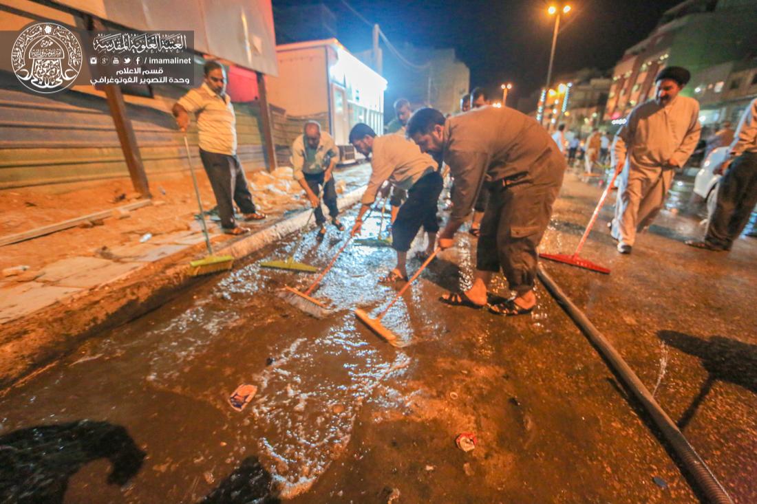 تقرير مصور : الامانة العامة للعتبة العلوية المقدسة تقوم بحملة تنظيف شارع السور في المدينة القديمة  | 