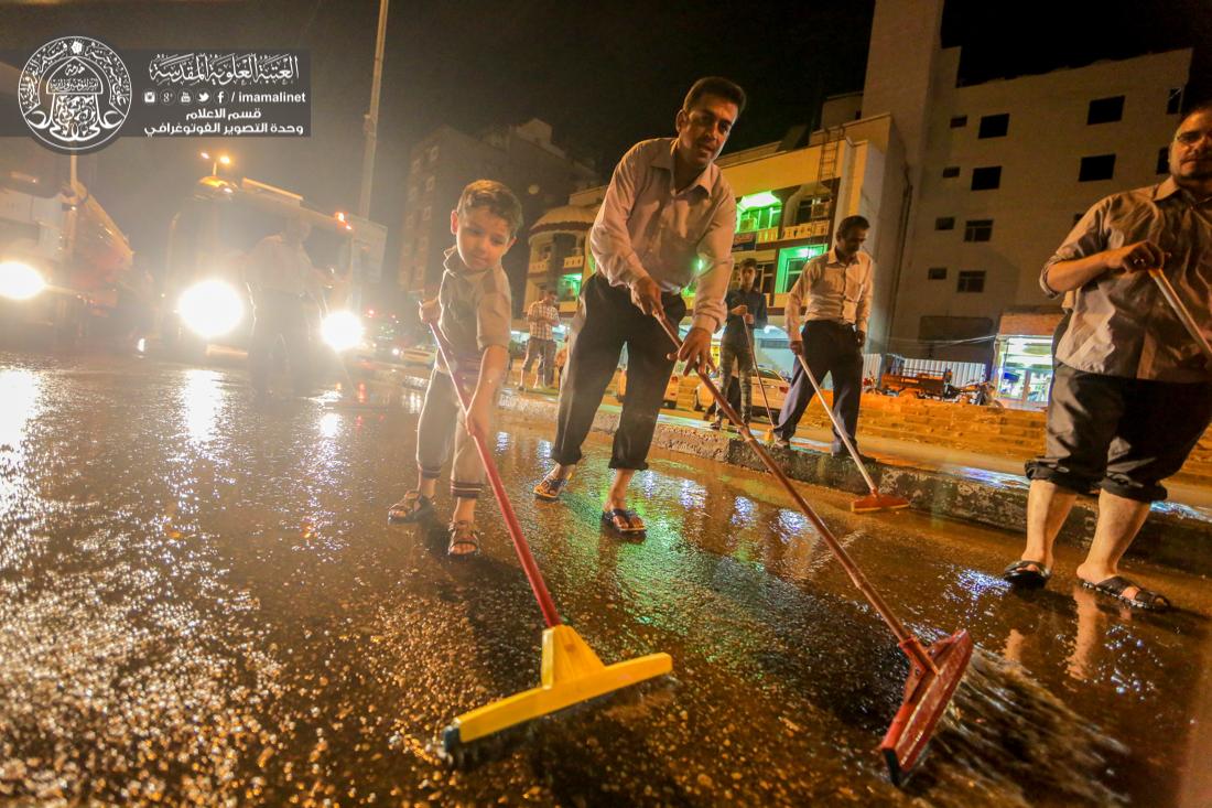 تقرير مصور : الامانة العامة للعتبة العلوية المقدسة تقوم بحملة تنظيف شارع السور في المدينة القديمة  | 