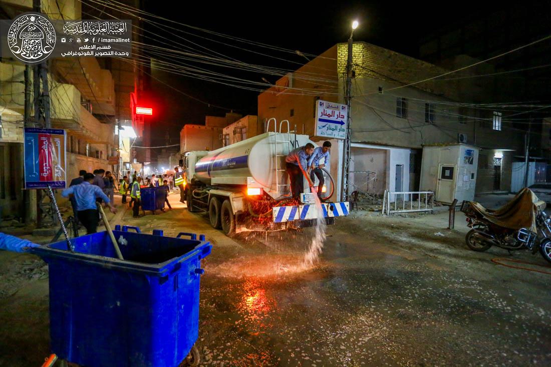 تقرير مصور : حملة تنظيف شوارع المدينة القديمة من قبل  العتبة العلوية المقدسة   | 