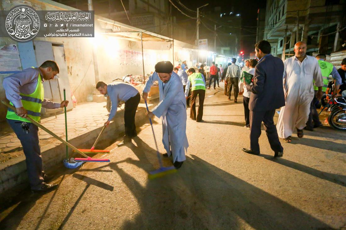 تقرير مصور : حملة تنظيف شوارع المدينة القديمة من قبل  العتبة العلوية المقدسة   | 