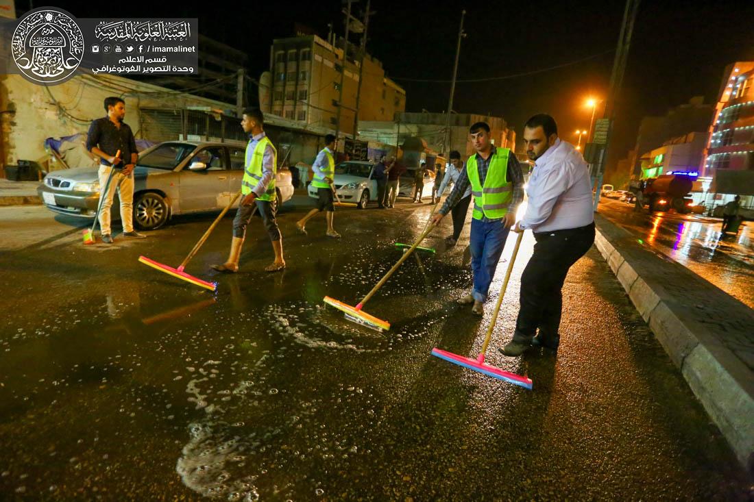 تقرير مصور : حملة تنظيف شوارع المدينة القديمة من قبل  العتبة العلوية المقدسة   | 