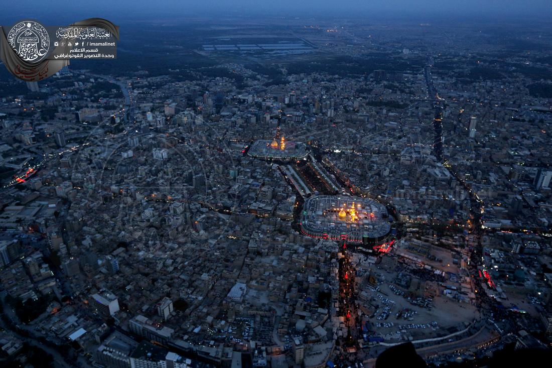 تقرير مصور : صور جوية وعامه لكربلاء المقدسة في ذكرى عاشوراء الحسين ليلة العاشر من المحرم | 