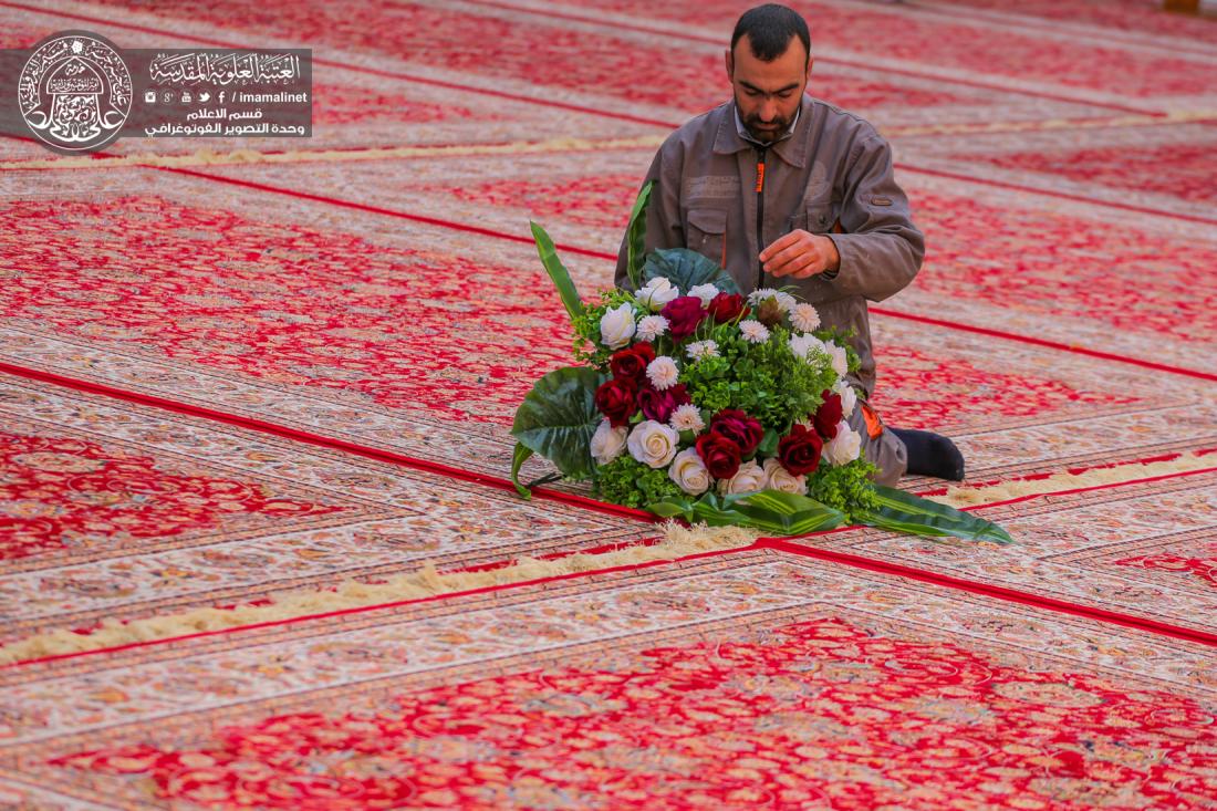 تقرير مصور : تزيين الحرم المطهر بالورود أستقبالاً لمولد النبي الاكرم محمد (صلى الله عليه وآله وسلم) | 