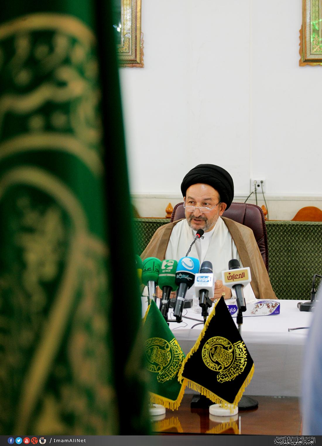 تقرير مصور : مراسيم تغير امانة العتبة العلوية المقدسة من سماحة الشيخ ضياء زين الدين الى سماحة السيد نزار هاشم حبل المتين  | 