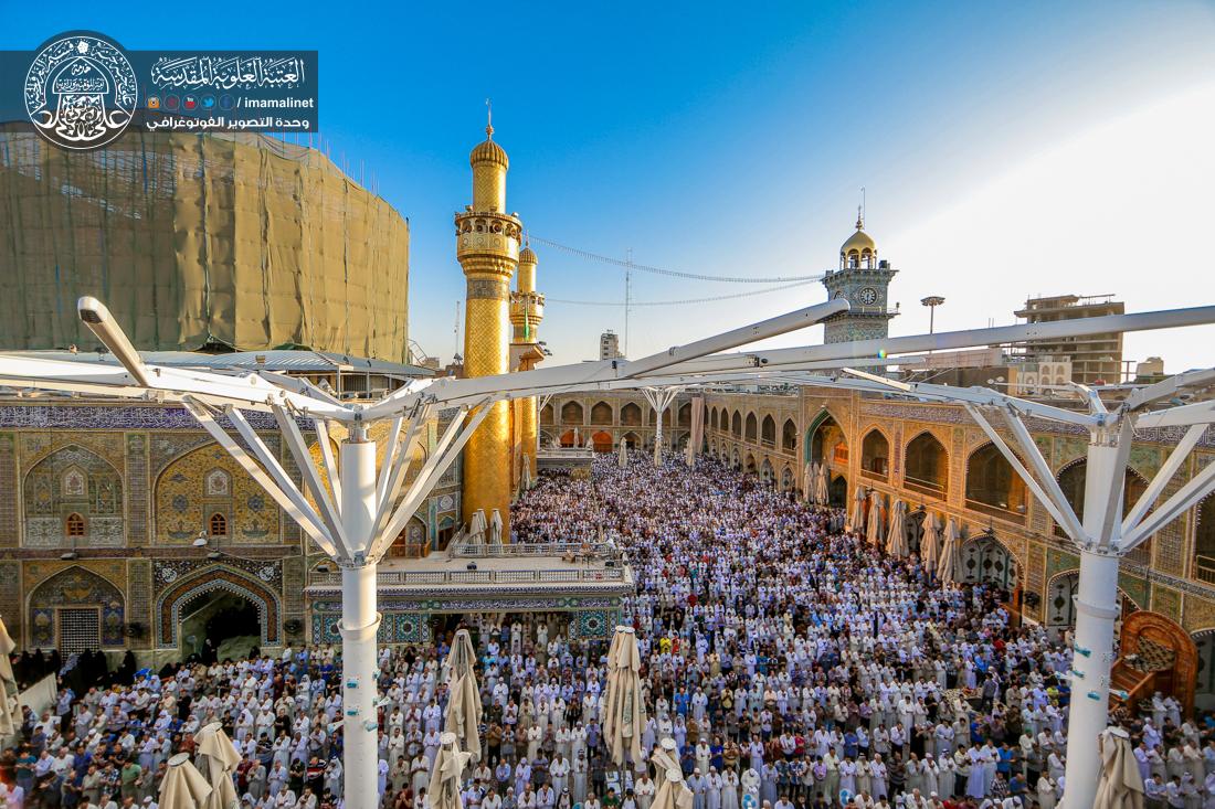 تقرير مصور : الامين العام للعتبة العلوية السيد نزار حبل المتين يقيم صلاة عيد الفطر المبارك  في العتبة العلوية المقدسة  | 