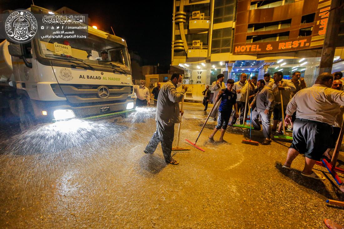 تقرير مصور : الامانة العامة للعتبة العلوية تقوم بحملة تنظيف شوارع المدينة القديمة  | 